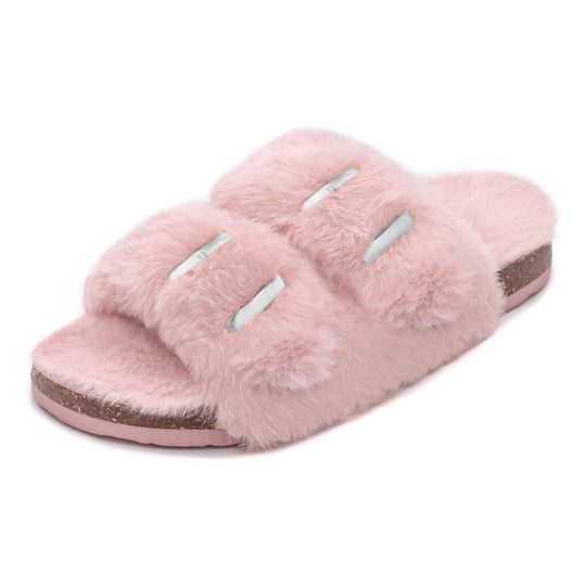 Chausson orthopédique femme en fausse fourrure rose
