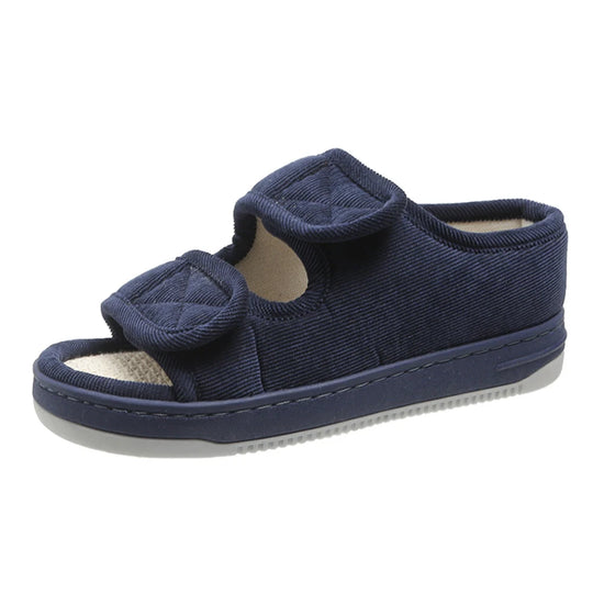 Chausson orthopédique femme ouvert à scratch bleu