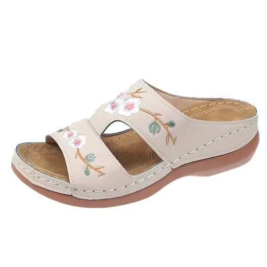 Claquette orthopédique femme design floral beige