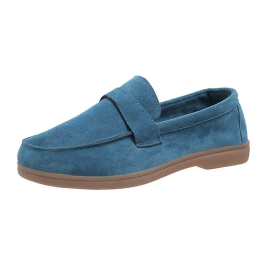 Mocassin orthopédique femme en daim doux bleu