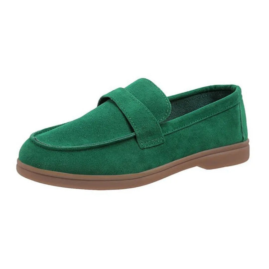 Mocassin orthopédique femme en daim doux vert