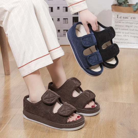 Chausson orthopédique femme ouvert à scratch