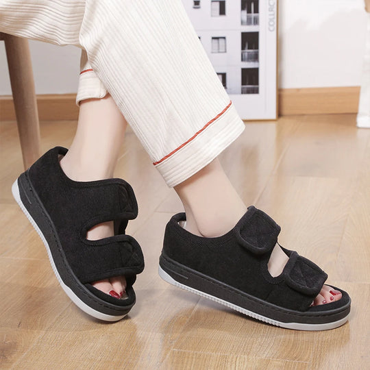 Chausson orthopédique femme ouvert à scratch