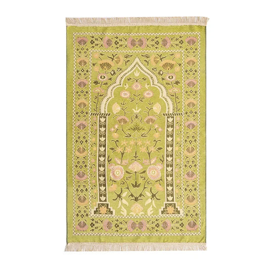 Tapis de prières orthopédique décoratif à motifs traditionnels vert