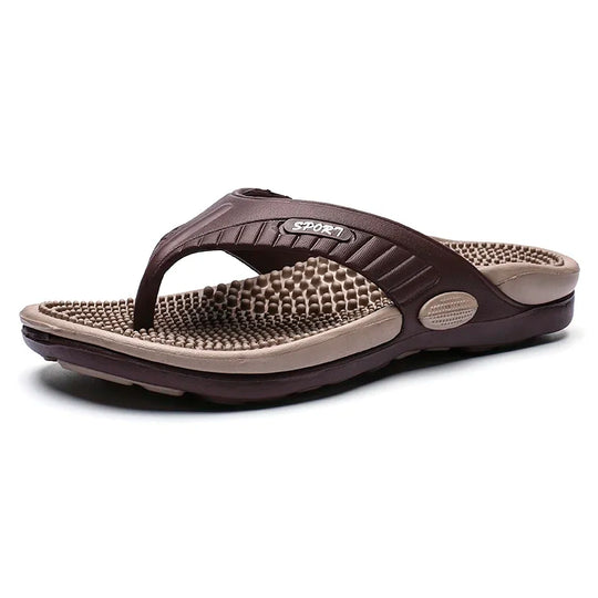Tong orthopédique homme massante et antidérapante marron