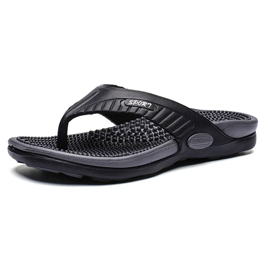 Tong orthopédique homme massante et antidérapante noir