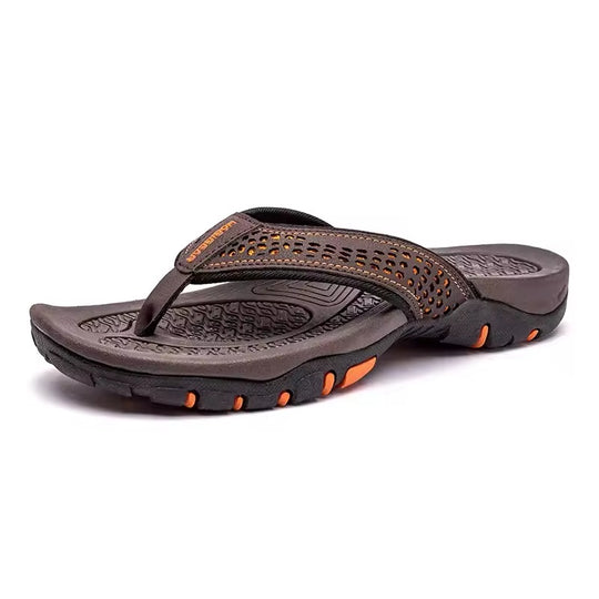 Tong orthopédique homme ultra légère et respirante marron