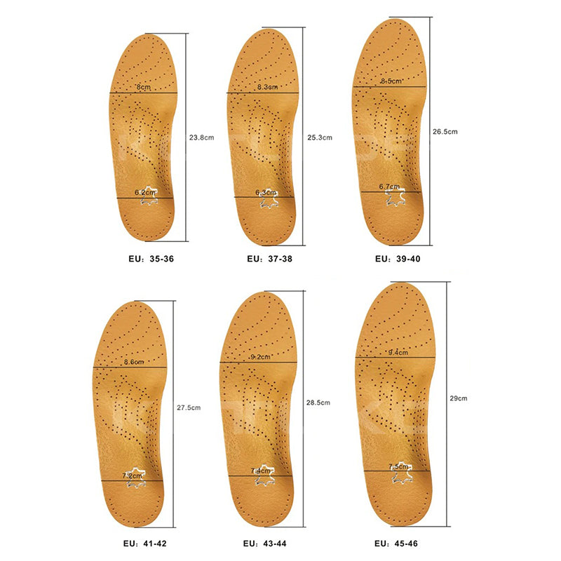 Semelle orthopédique pied plat en cuir respirant