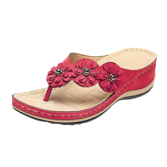 Tong orthopédique femme fleur déco