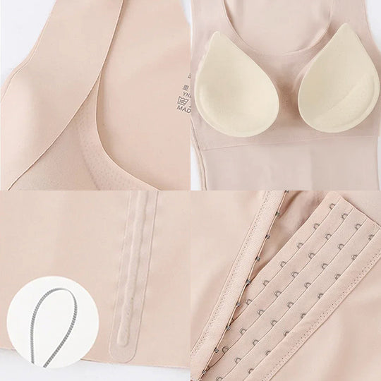 Corset orthopédique lombaire gainant 3-en-1 avec fermeture à crochets