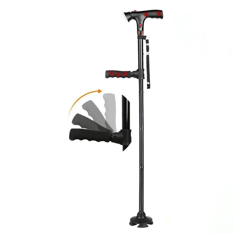 Canne orthopédique pliable télescopique avec poignée et lumière