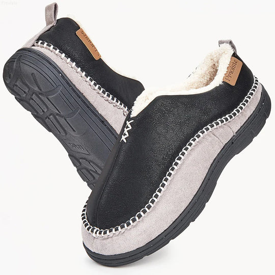 Chausson orthopédique homme bicolore à revers fourré