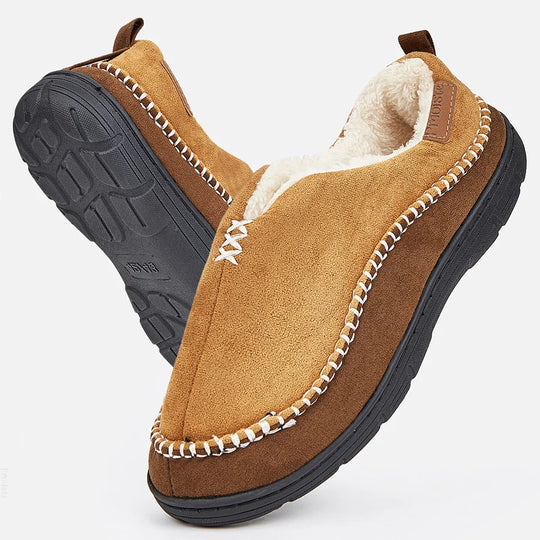 Chausson orthopédique homme bicolore à revers fourré