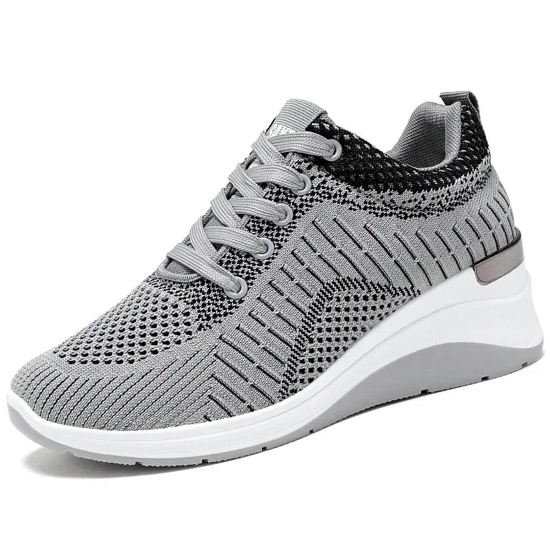Basket orthopédie femme respirante à lacets gris
