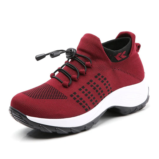 Basket orthopédie femme sport à lacets bordeaux
