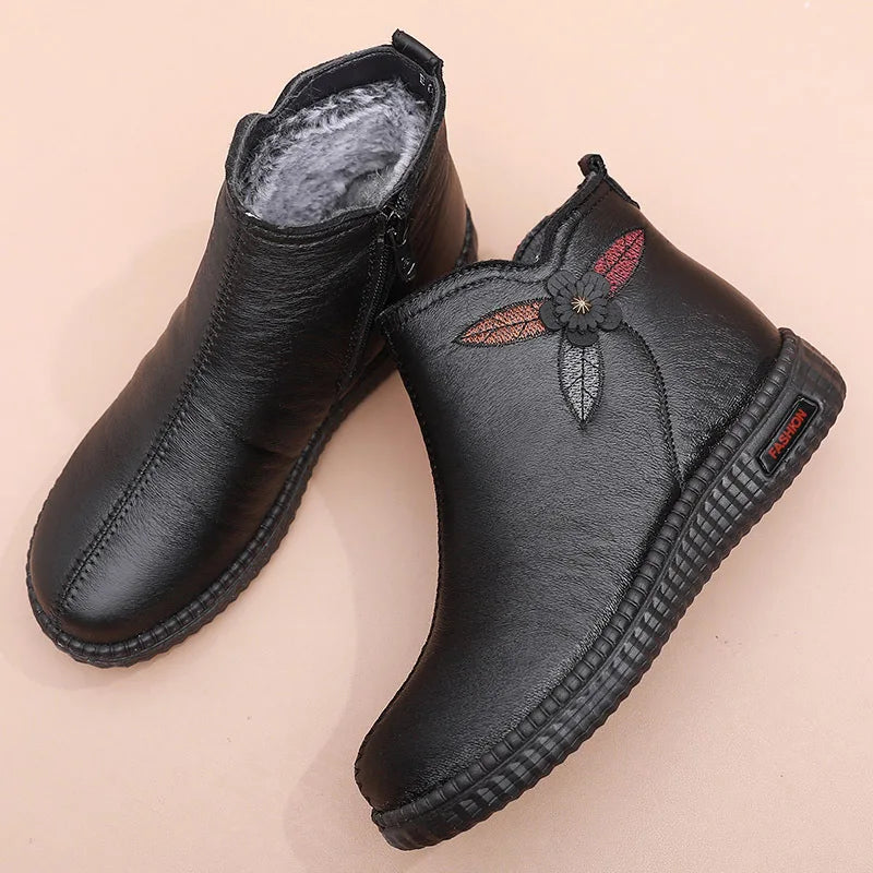 Botte orthopédique femme avec motif floral noir