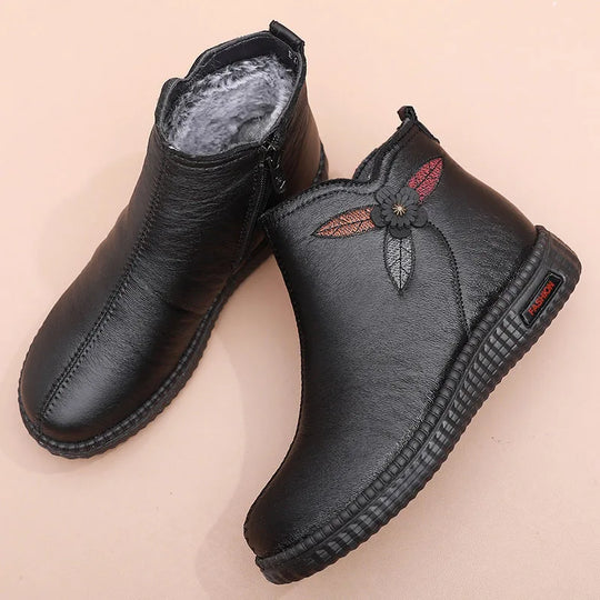 Botte orthopédique femme avec motif floral noir