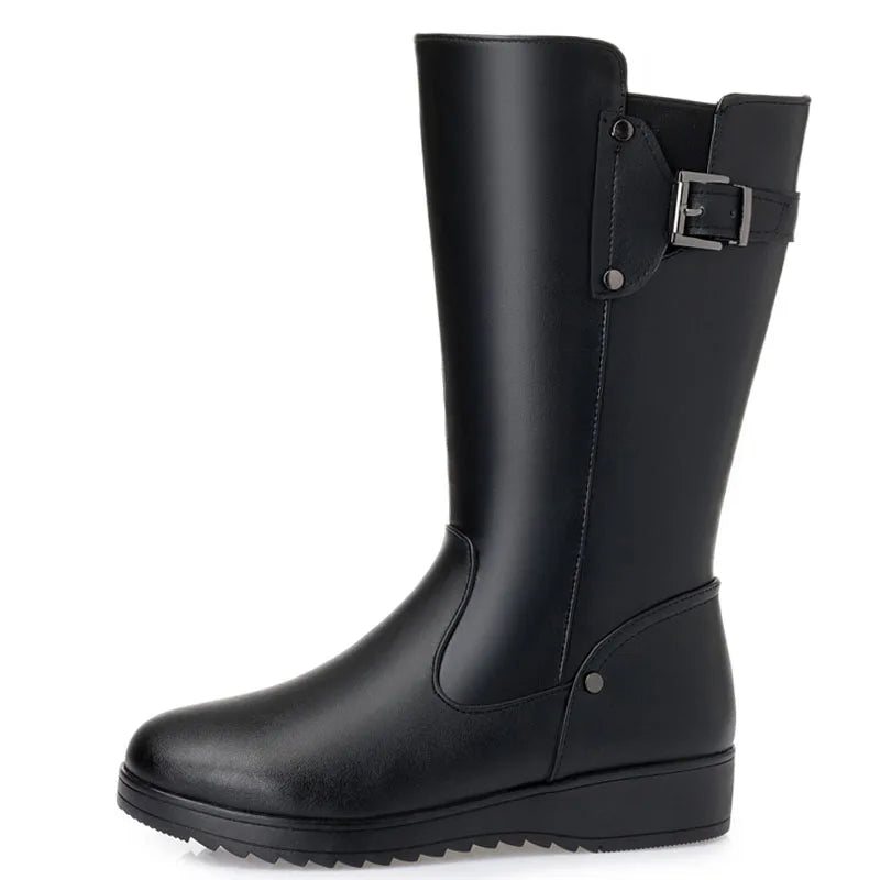 Botte orthopédique femme imperméable haute noire
