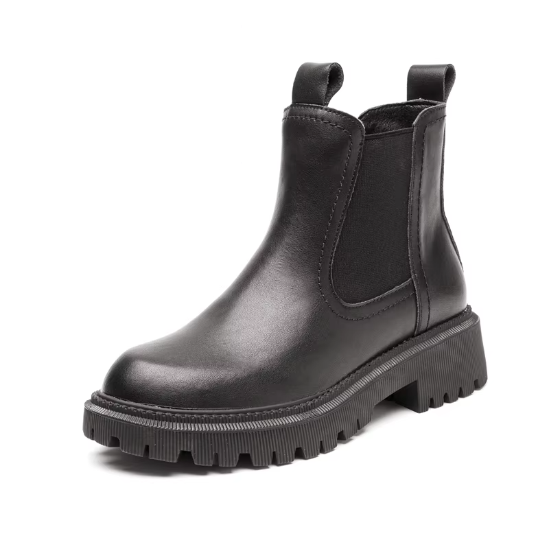 Botte orthopédique femme semelle crantée noir