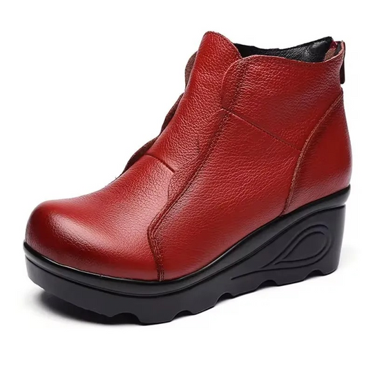 Botte orthopédique femme à talon compensé rouge