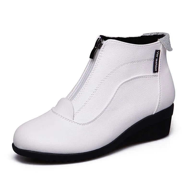 Botte orthopédique femme zippée confort blanc