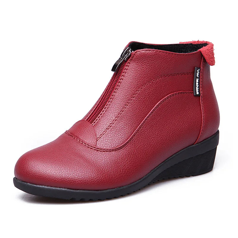 Botte orthopédique femme zippée confort rouge