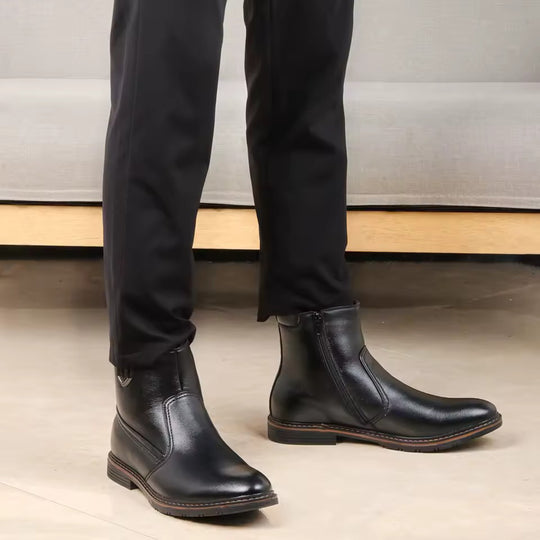 Botte orthopédique homme style vintage avec fermeture éclair