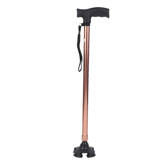 Canne orthopédique multifonction antidérapante avec base stable rose gold
