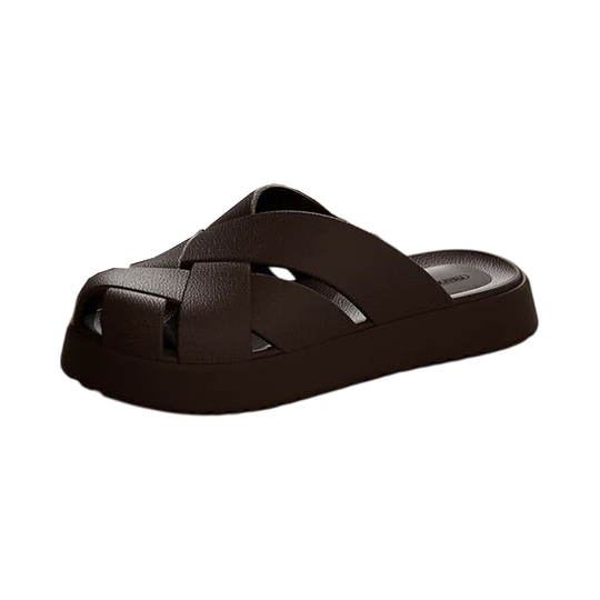 Chausson orthopédique femme antidérapant été marron