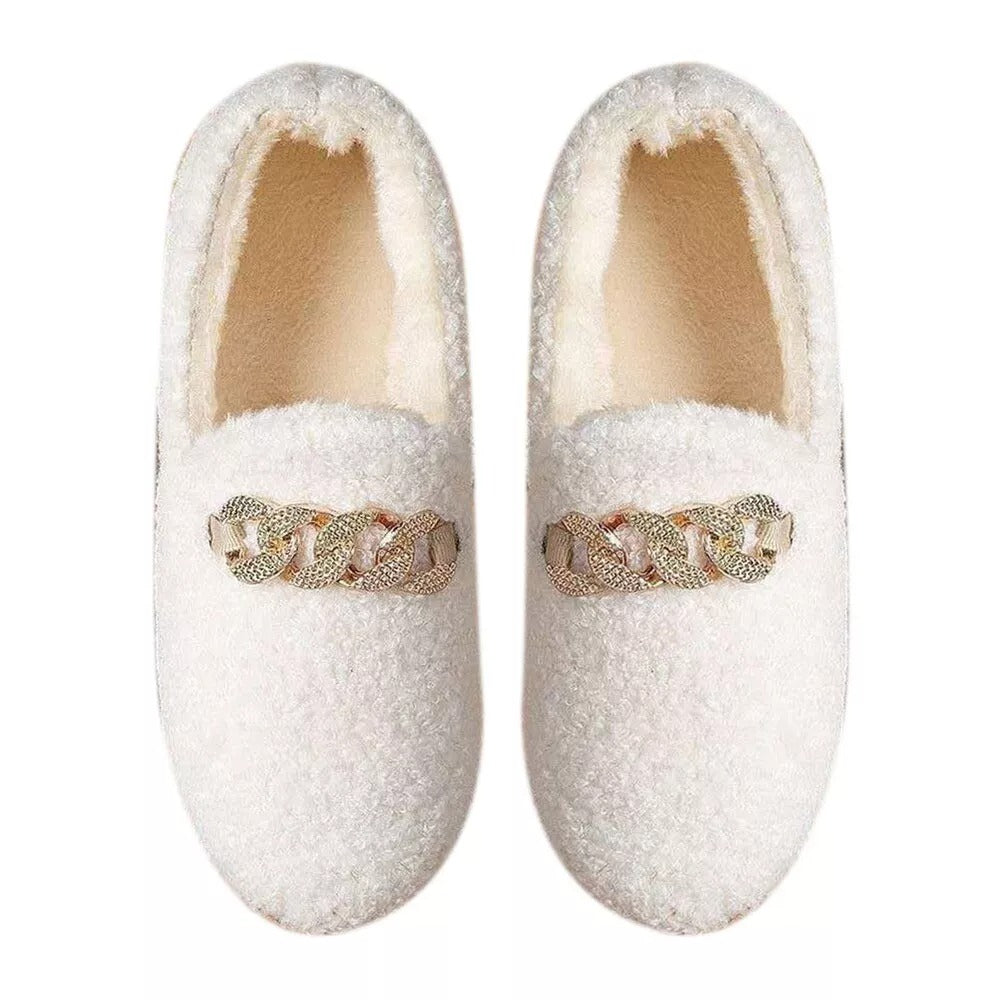 Chausson orthopédique femme avec boucle décorative blanc