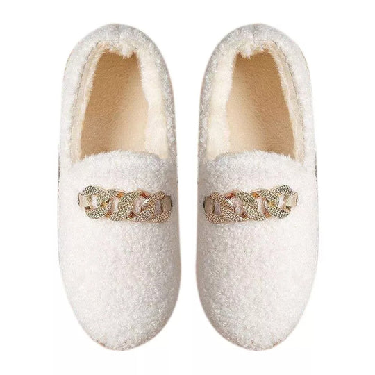 Chausson orthopédique femme avec boucle décorative blanc