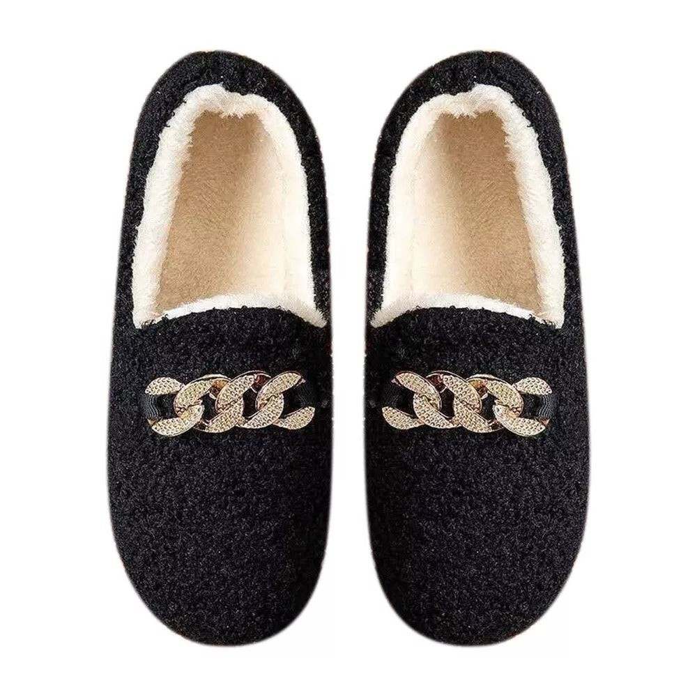 Chausson orthopédique femme avec boucle décorative noir