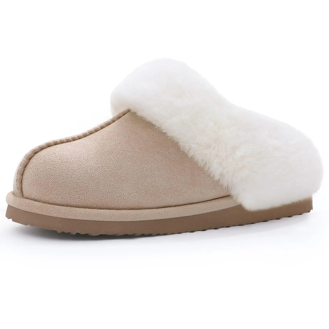 Chausson orthopédique femme bordure en fausse fourrure beige