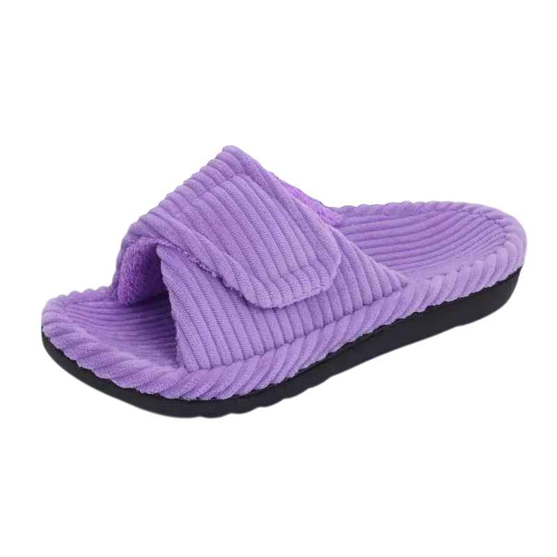 Chausson orthopédique femme côtelé à semelle souple violet