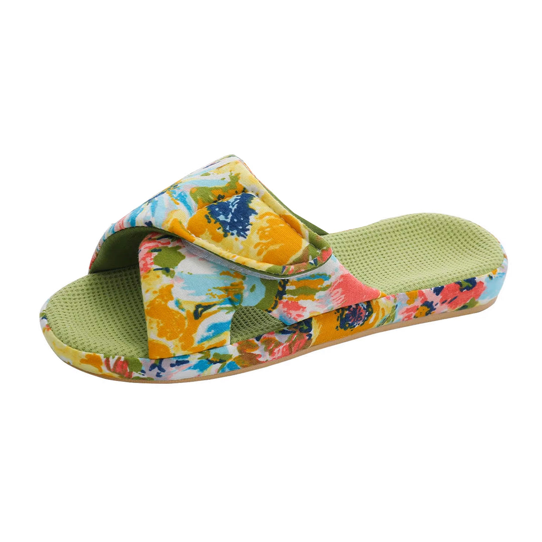 Chausson orthopédique femme motif floral vert