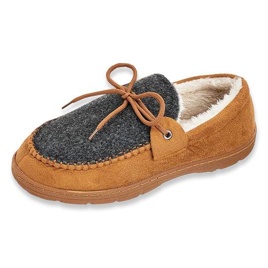 Chausson orthopédique homme bi-matière lacet marron