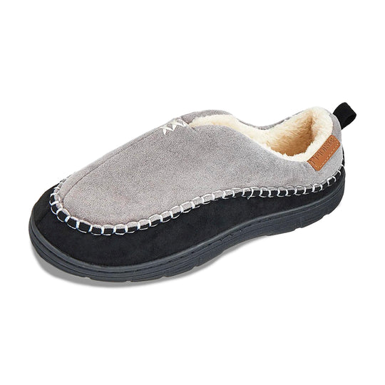 Chausson orthopédique homme bicolore à revers fourré gris