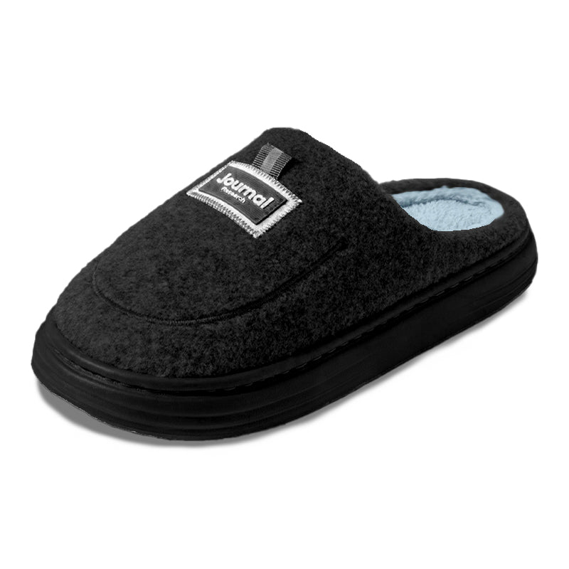 Chausson orthopédique homme en laine bouclée noir