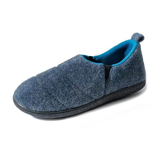 Chausson orthopédique homme intérieur doux en laine gris et bleu