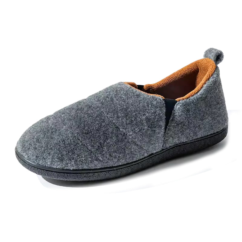 Chausson orthopédique homme intérieur doux en laine gris et orange