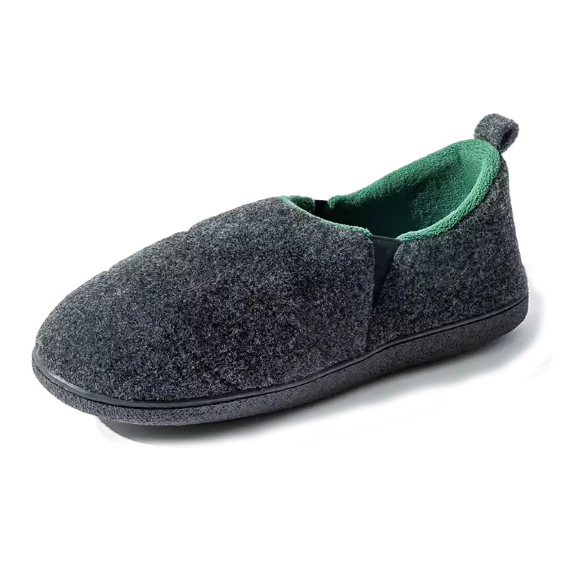 Chausson orthopédique homme intérieur doux en laine gris et vert