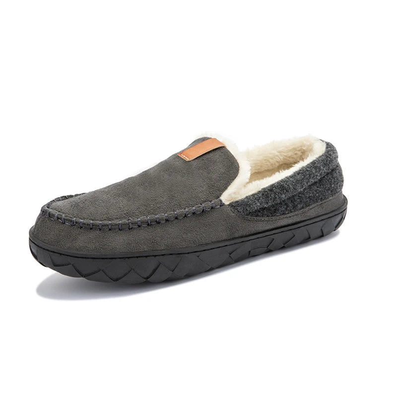 Chausson orthopédique homme style mocassin fourré gris