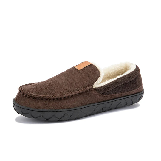 Chausson orthopédique homme style mocassin fourré marron