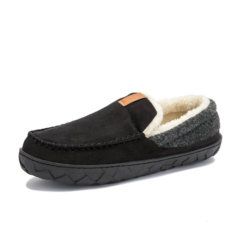 Chausson orthopédique homme style mocassin fourré noir