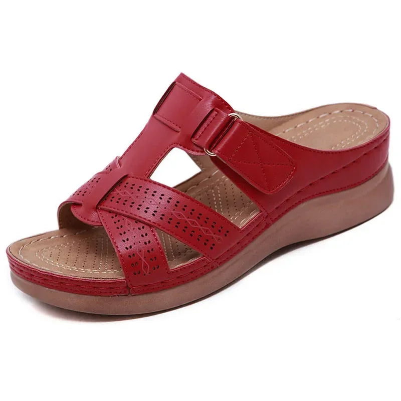 Claquette orthopédique femme confort quotidien rouge