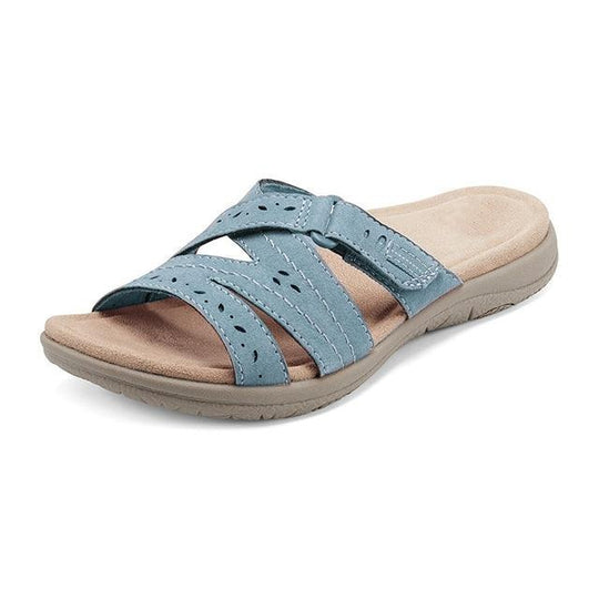 Claquette orthopédique femme à semelle amortissante bleu