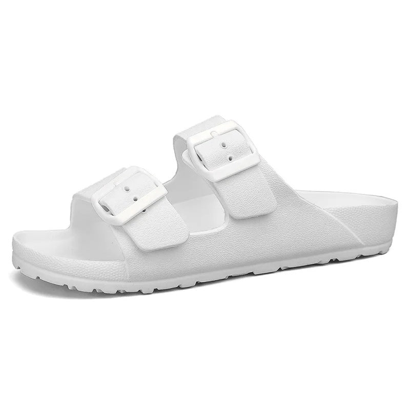 Claquette orthopédique homme à deux brides réglables blanc