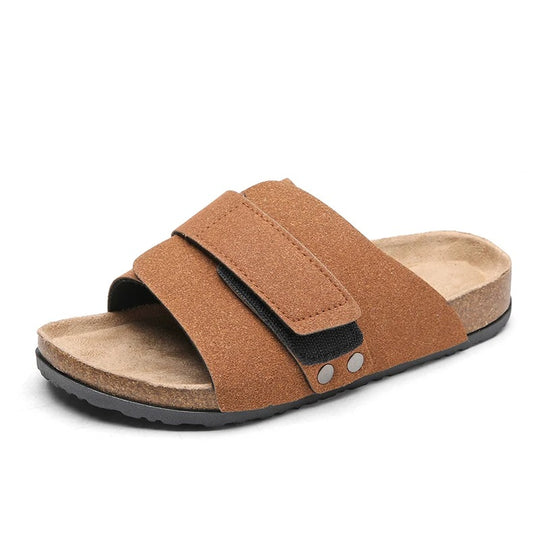 Claquette orthopédique homme en liège à scratch ajustable