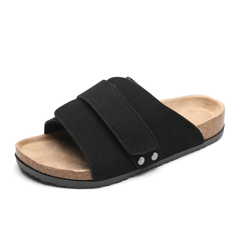 Claquette orthopédique homme en liège à scratch ajustable
