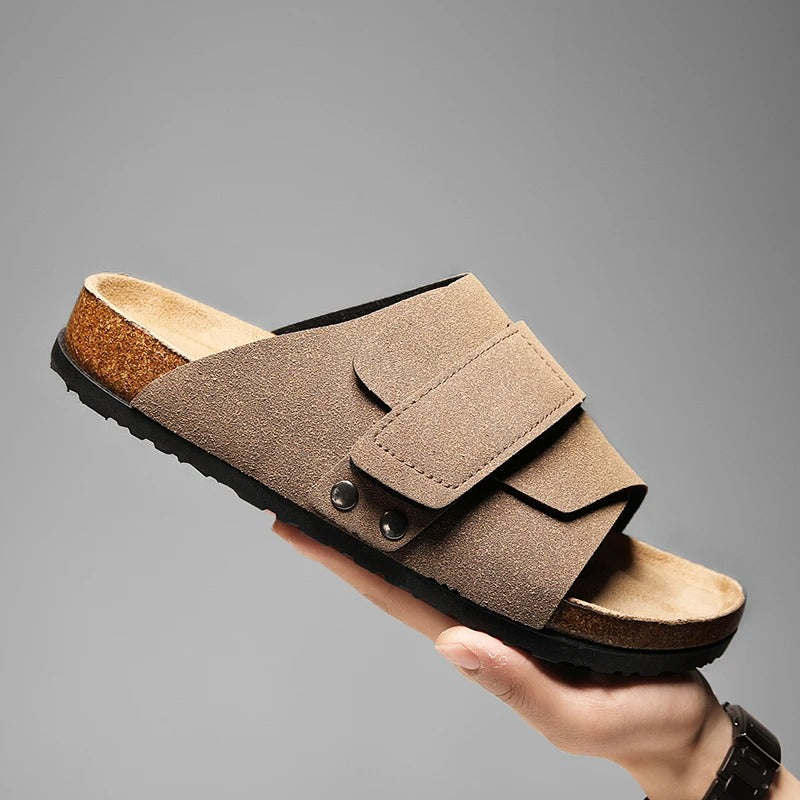 Claquette orthopédique homme en liège à scratch ajustable